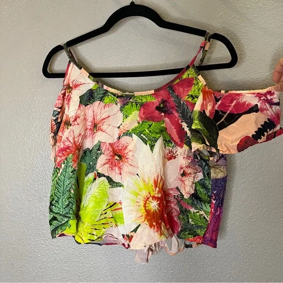 San Lorenzo Bikini Tropical Cover Up Crop Top - Picture 3 of 3